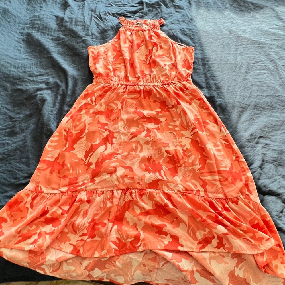 Nine West Halter Midi Orange Camo Print Petite XL
